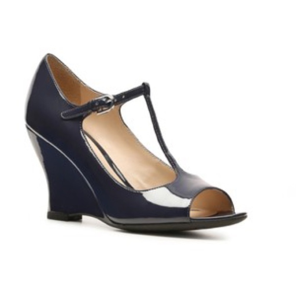 Franco Sarto Black Patent Sadie Wedge Pump